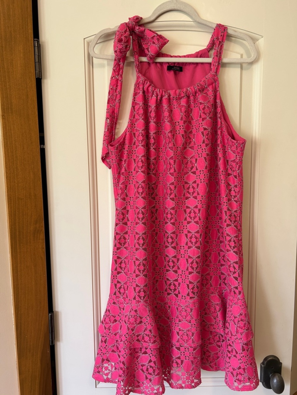 Trina Turk Hot Pink Lace Tie-Shoulder Sundress